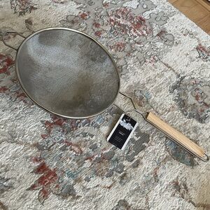 10” Stainless Steel Double Mesh Strainer with Wooden Handle